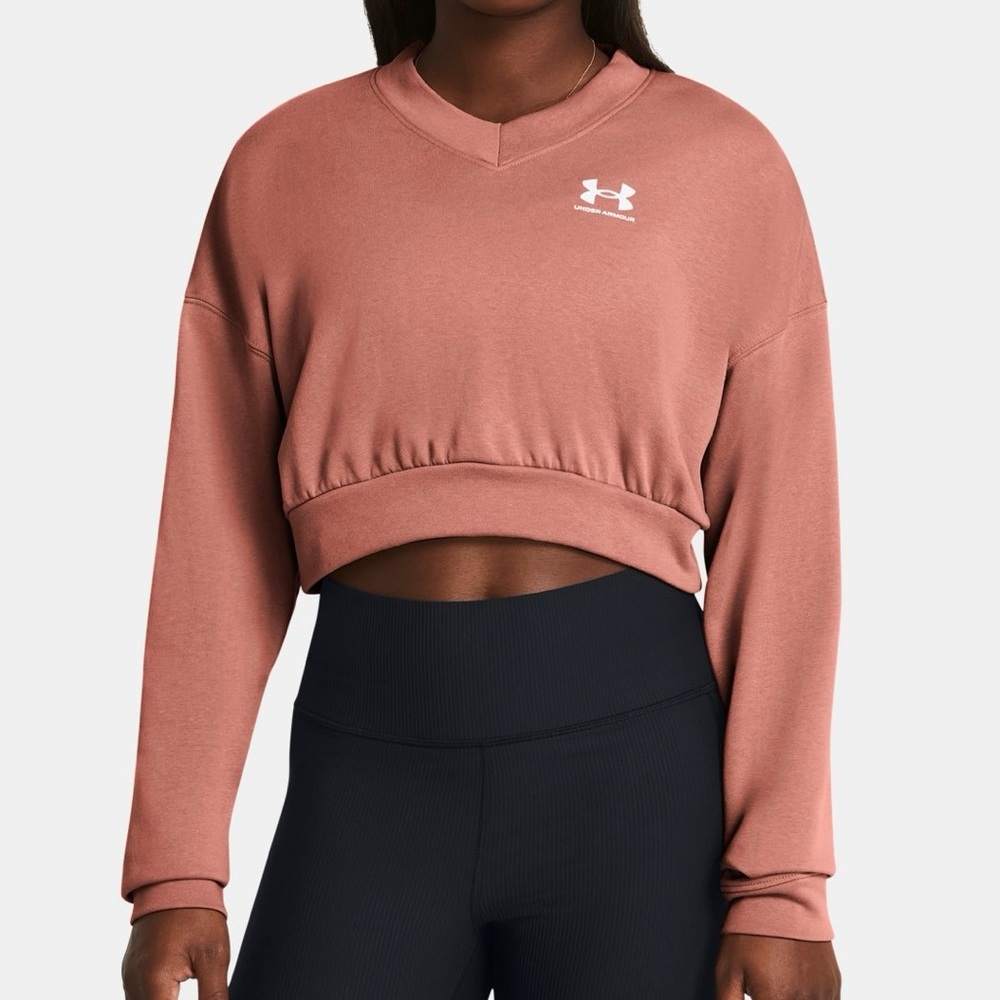 Under Armour Pink Oversized Cropped V-neck Sweatshirt